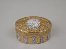 Snuffbox with grisaille decoration of Cupid and Venus, ca. 1766. Creators: Jean-Baptiste Carnay, Jean-François Defer