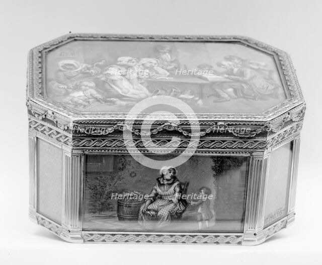 Snuffbox with household scenes, 1769-70. Creator: Jean-Joseph Barrière.