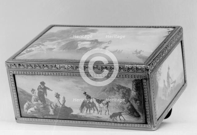 Snuffbox with hunting scenes, 1768-69. Creator: J.D..