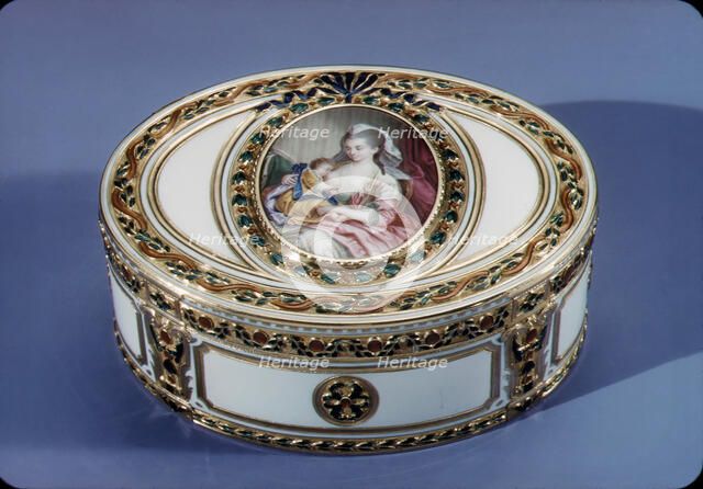 Snuffbox with miniature of a mother nursing a child, 1775-76. Creator: Joseph Etienne Blerzy.