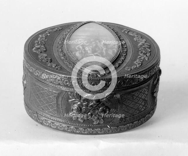 Snuffbox with miniature representing battle scene, late 18th century (?). Creator: Unknown.