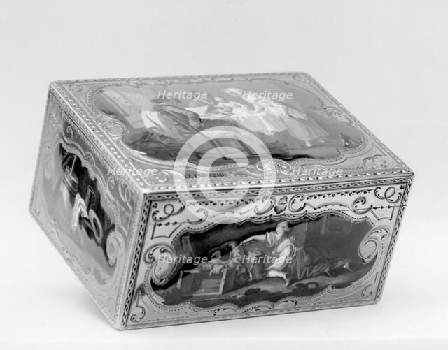 Snuffbox with peasant scenes, 1760-61. Creator: Unknown.