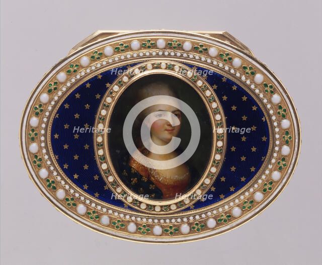 Snuffbox with portrait of a member of the French royal family, probably a daughter of Louis XV, 1783 Creator: Joseph Etienne Blerzy.