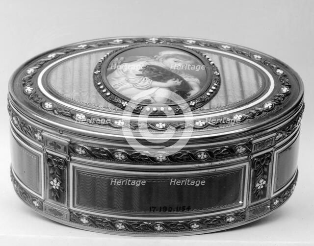 Snuffbox with portrait of a child holding a dog, 1782-83. Creator: David Lhonorey.