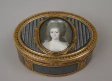 Snuffbox with portrait of a woman, 1773-74, miniature ca. 1778-80. Creator: Joseph Etienne Blerzy