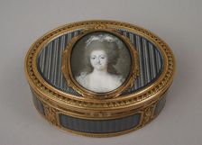 Snuffbox with portrait of a woman, 1773-74, miniature ca. 1778-80. Creator: Joseph Etienne Blerzy