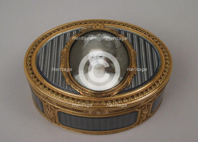 Snuffbox with portrait of a woman, 1773-74, miniature ca. 1778-80. Creator: Joseph Etienne Blerzy.