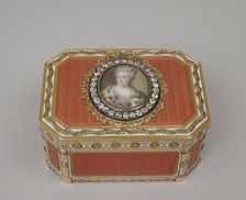 Snuffbox with portrait of Catherine II (1729-1796), Empress of Russia, 1774-75, miniature ca. 1786. Creator: Joseph Etienne Blerzy
