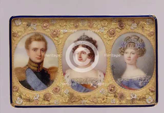 Snuffbox with portraits of Empress Maria Feodorovna, her Son and daughter-in-law, ca. 1823. Creator: Anthelme-François Lagrenée.