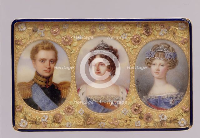 Snuffbox with portraits of Empress Maria Feodorovna, her Son and daughter-in-law, ca. 1823. Creator: Anthelme-François Lagrenée.