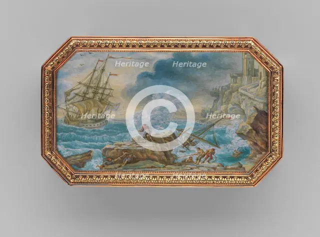 Snuffbox with six maritime scenes, 1770-71. Creator: Dominique-François Poitreau.