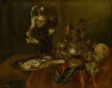 Snack (Still Life with Crab, Fruit and Clock), 1659. Creator: Abraham van Beyeren