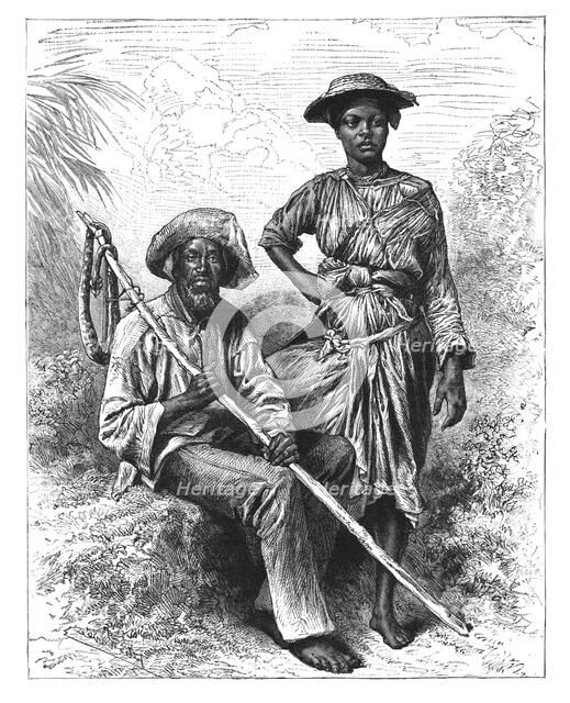 'Snake Catcher and Charcoal Girl, Martinique', c1890. Artist: Unknown