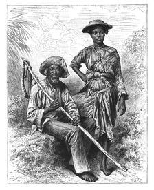 Snake Catcher and Charcoal Girl, Martinique c1890
