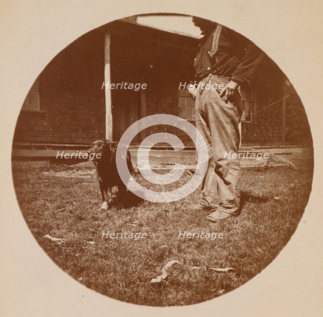 Snapshot: Dog and Man, ca. 1890. Creator: Unknown.
