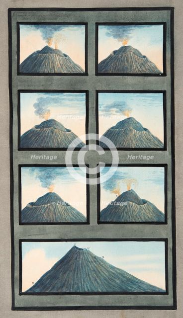 Snapshots of the eruption of Mount Vesuvius from 8th July to 29th October, 1767.