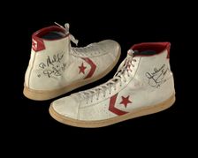 Sneakers worn by Julius "Dr. J" Erving and inscribed to Doc Stanley, ca. 1981. Creator: Converse