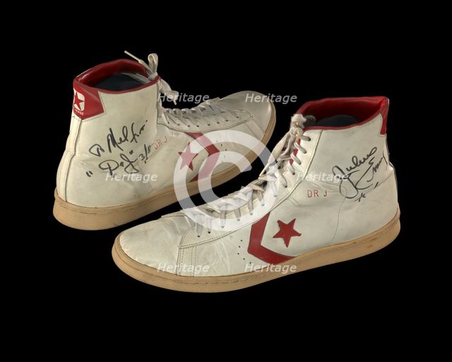 Sneakers worn by Julius "Dr. J" Erving and inscribed to Doc Stanley, ca. 1981. Creator: Converse.