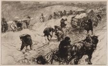 Snowball Fight: Quai aux Fleurs, 1890. Creator: Auguste Louis Lepère (French, 1849-1918)
