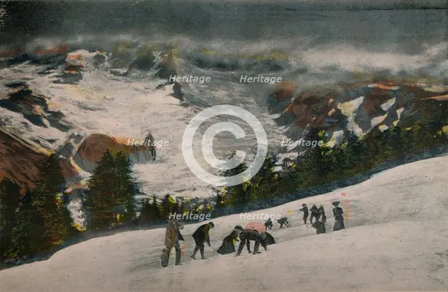 'Snowballing in Paradise Valley in Midsummer, Mt. Rainier National Park', c1916. Artist: Asahel Curtis.