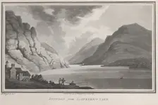 Snowdon from Llanberris Lake, from "Remarks on a Tour to North and South Wales, 1799. Creator: John Hill
