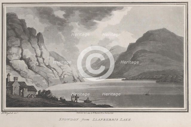 Snowdon from Llanberris Lake, from "Remarks on a Tour to North and South Wales, 1799. Creator: John Hill.