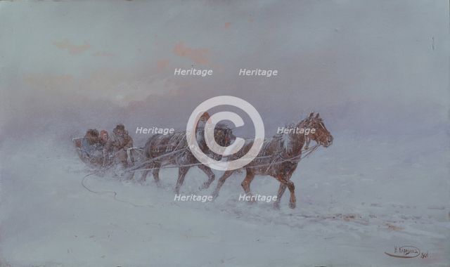 Snowstorm, 1901. Artist: Karasin, Nikolai Nikolayevich (1842-1908)