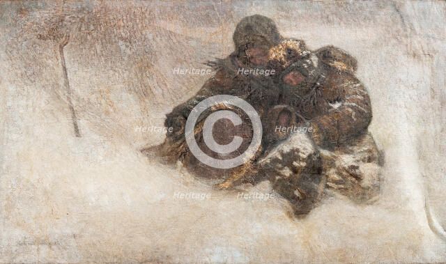 Snowstorm. Children. Artist: Bogdanov-Belsky, Nikolai Petrovich (1868-1945)
