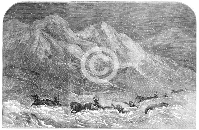 Snowstorm in Armenia - Dr. Sandwith and his Party crossing the Allah-Akbar Mountain, on their way fr Creator: Unknown.