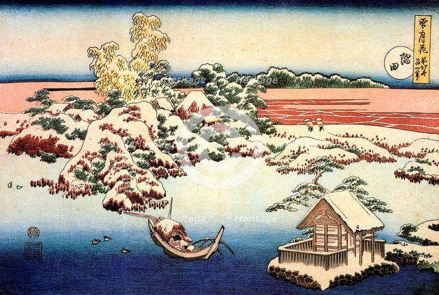Snowscape by the Sumida River, c1832. Creator: Hokusai, Katsushika (1760-1849).