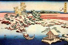 Snowscape by the Sumida River, c1832. Creator: Hokusai, Katsushika (1760-1849)
