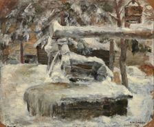 Snowy courtyard, 1882. Creator: Akseli Gallen-Kallela