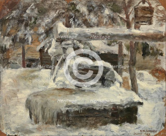 Snowy courtyard, 1882. Creator: Akseli Gallen-Kallela.
