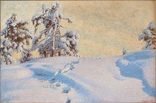 Snowy landscape , 1920. Creator: Fjaestad, Gustaf (1868-1948)