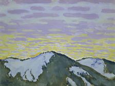 Snowy mountain peaks at dusk, 1913. Creator: Koloman Moser
