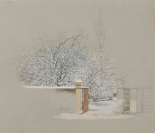 Snowy Trees at Annankatu 15, 1867. Creator: Magnus von Wright