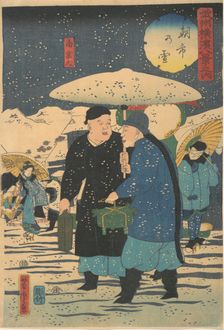 Snow at an Early Morning Market [Chinese shopping for vegetables], 1st month, 1861. Creator: Utagawa Yoshitora