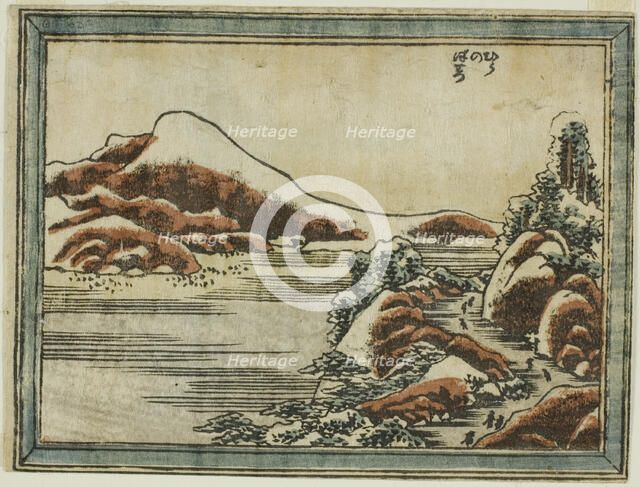 Snow at Dusk at Hira (Hira no bosetsu), from the series Eight Views of Omi in Etching, 1804/16. Creator: Hokusai.