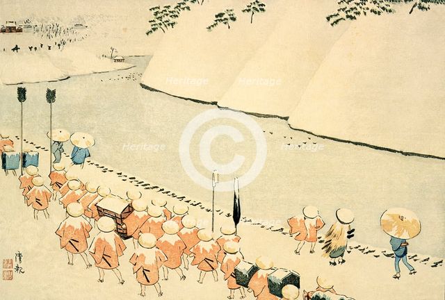 Snow at Soto-Sakurada, Kasumigaseki, c1884. Creator: Kobayashi Kiyochika.