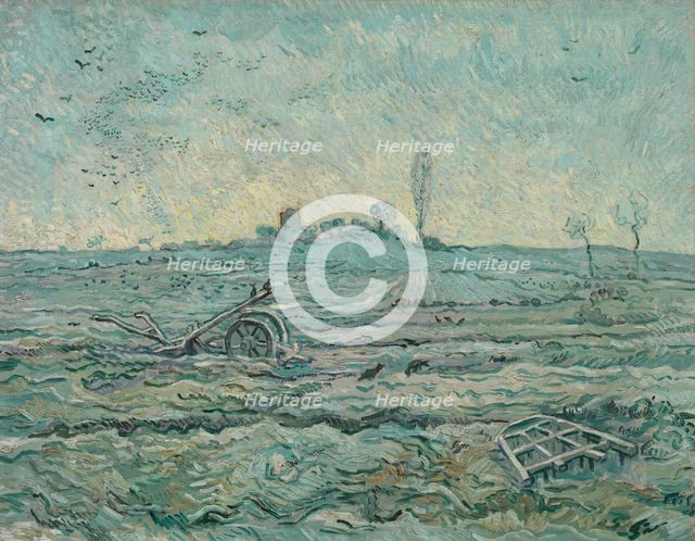 Snow-Covered Field with a Harrow (after Millet) , 1890. Creator: Gogh, Vincent, van (1853-1890).