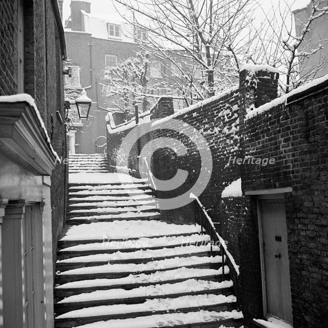 Snow-covered steps, Hampstead, London, 1960-1965. Artist: John Gay