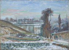 Snow effect at the Hermitage, 1875. Creator: Camille Pissarro