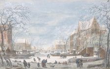 Snow Falling on a Dutch Town, n.d.. Creator: Abraham Rademaker