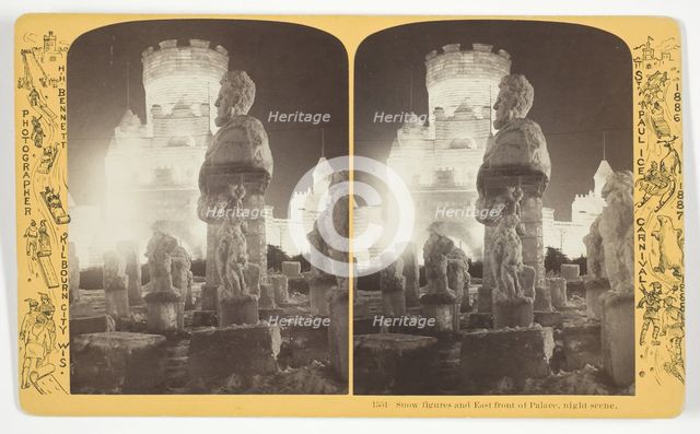 Snow figures and East front of Palace, night scene, 1886/88. Creator: Henry Hamilton Bennett.
