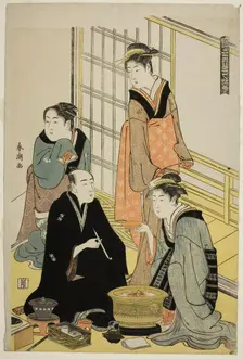 Snow, from the series "Snow, Moon, and Flowers of the Floating World (Ukiyo..., c. 1784/85. Creator: Katsukawa Shuncho