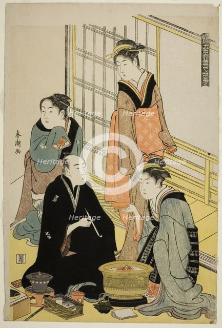 Snow, from the series "Snow, Moon, and Flowers of the Floating World (Ukiyo..., c. 1784/85. Creator: Katsukawa Shuncho.
