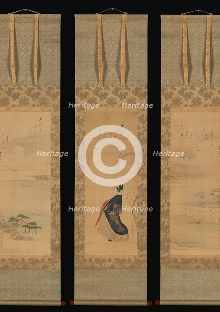 Snow, Moon, and Cherry Blossoms (Yoshiwara in Three Seasons), early 19th century. Creator: Hosoda Eishi.