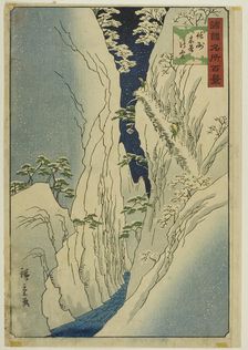 Snow on the Kiso Gorge, Shinshu Province (Shinshu Kiso no yuki) from the series "One Hundr..., 1859. Creator: Utagawa Hiroshige II
