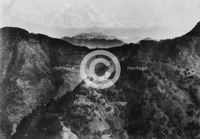 Snow on the Himalayas, taken from Chakrata, 1917. Artist: Unknown