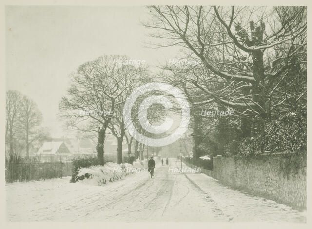 Snow on a country road. From the album: Photograph album - England,  1920s. Creator: Harry Moult.
